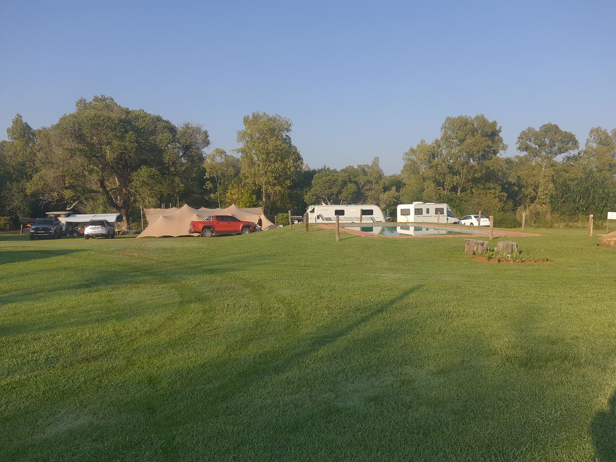 Caravans parked on the lawn