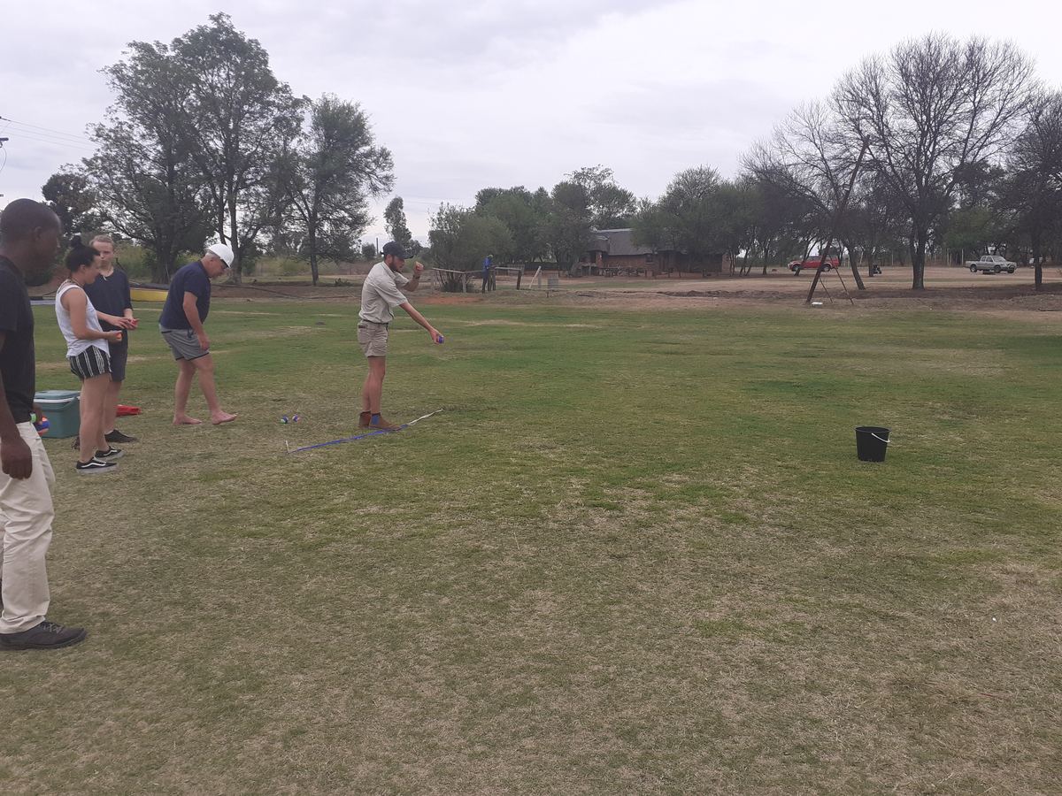 Group playing games on the lawn